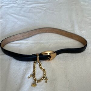 Elegant Black Belt with Gold Chain Detail
